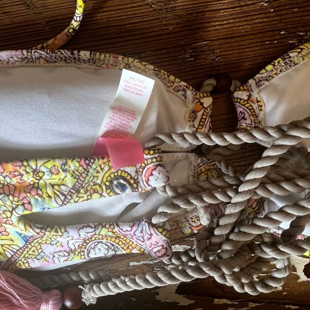 Victoria Secret Gorgeous Escape Pink Paisley High Waist Laceup Bikini - Picture 12 of 12